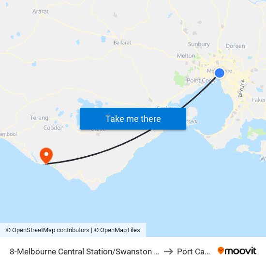 8-Melbourne Central Station/Swanston St (Melbourne City) to Port Campbell map