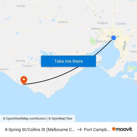 8-Spring St/Collins St (Melbourne City) to Port Campbell map