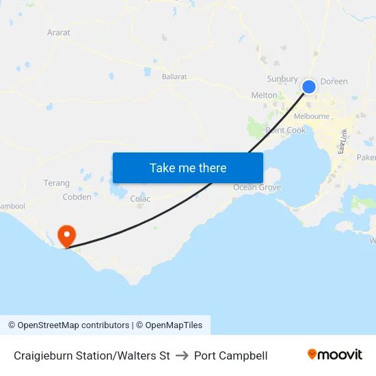 Craigieburn Station/Walters St to Port Campbell map