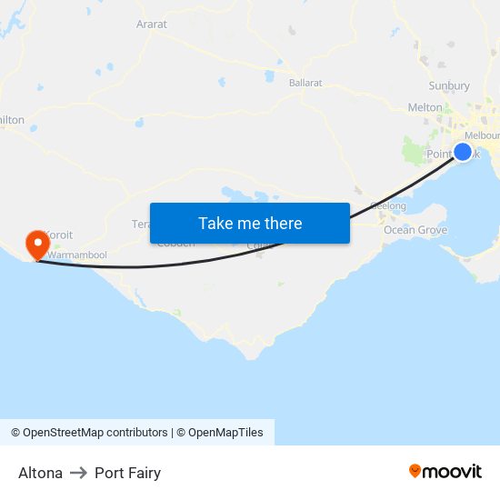 Altona to Port Fairy map