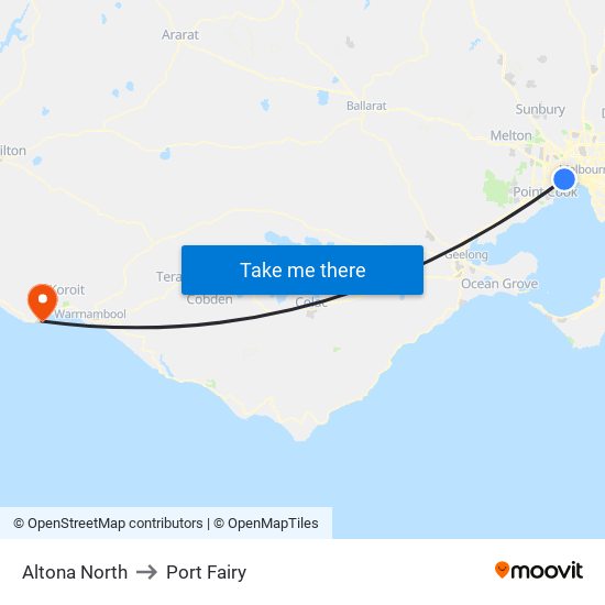 Altona North to Port Fairy map