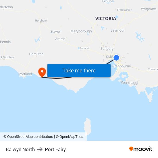 Balwyn North to Port Fairy map