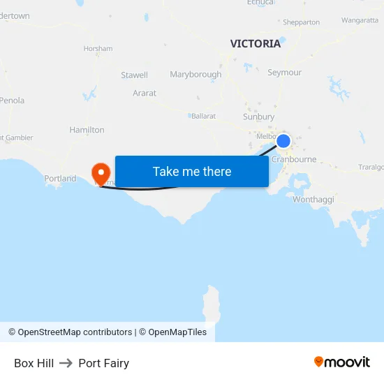 Box Hill to Port Fairy map