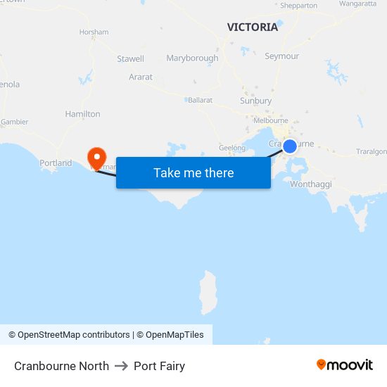 Cranbourne North to Port Fairy map