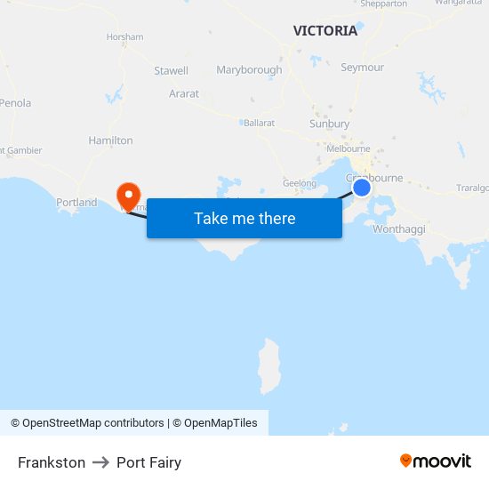 Frankston to Port Fairy map