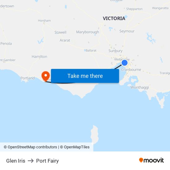 Glen Iris to Port Fairy map