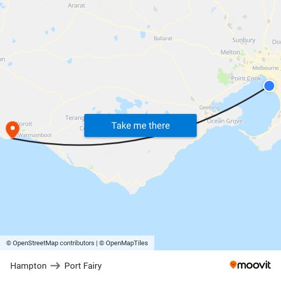 Hampton to Port Fairy map