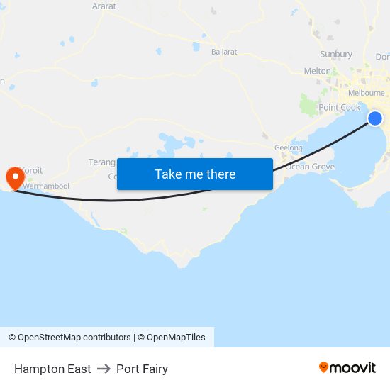 Hampton East to Port Fairy map