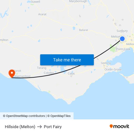 Hillside (Melton) to Port Fairy map