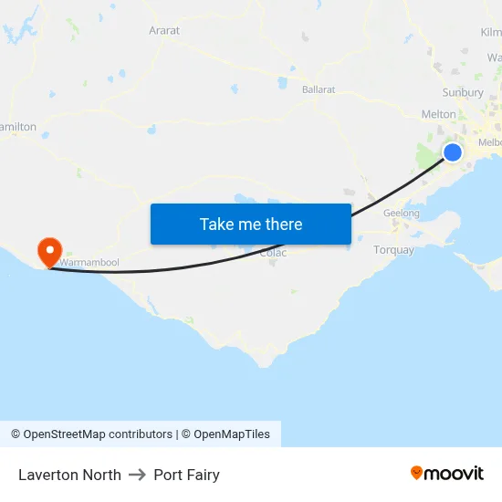 Laverton North to Port Fairy map