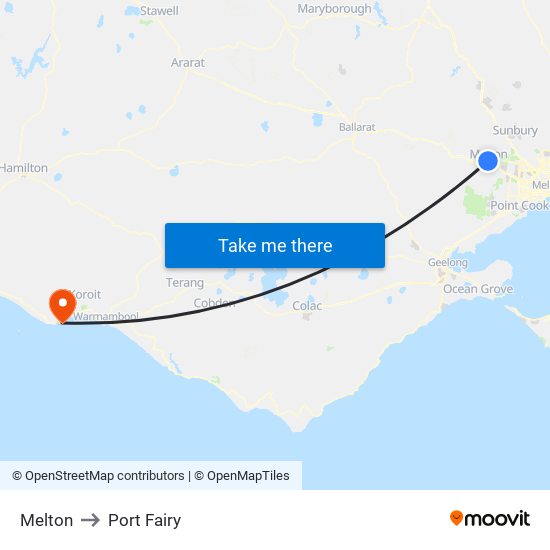 Melton to Port Fairy map