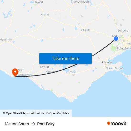 Melton South to Port Fairy map