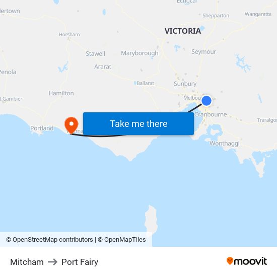 Mitcham to Port Fairy map
