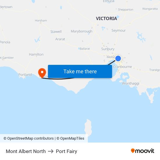 Mont Albert North to Port Fairy map