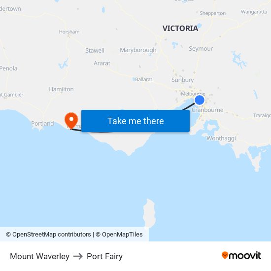 Mount Waverley to Port Fairy map