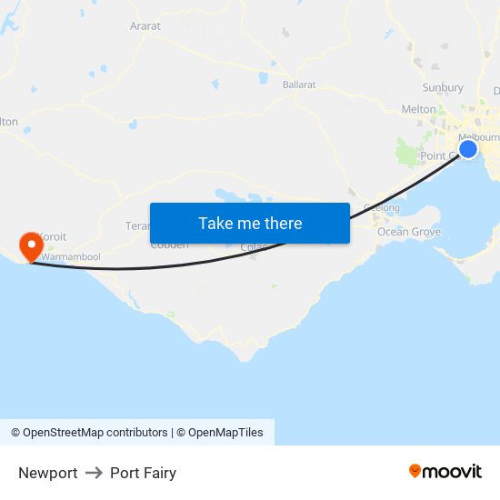 Newport to Port Fairy map