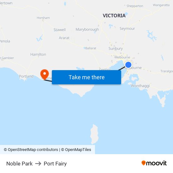 Noble Park to Port Fairy map