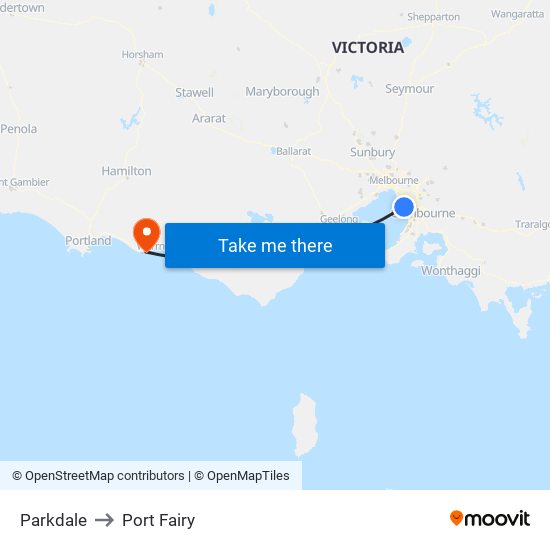 Parkdale to Port Fairy map