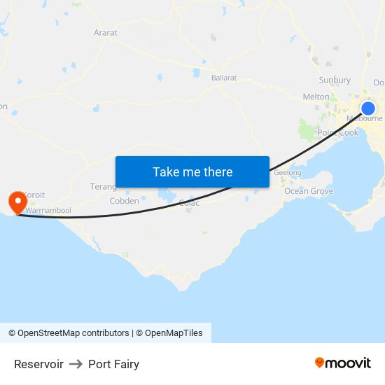 Reservoir to Port Fairy map