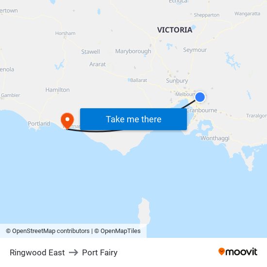 Ringwood East to Port Fairy map