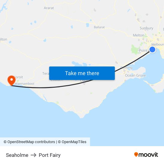 Seaholme to Port Fairy map