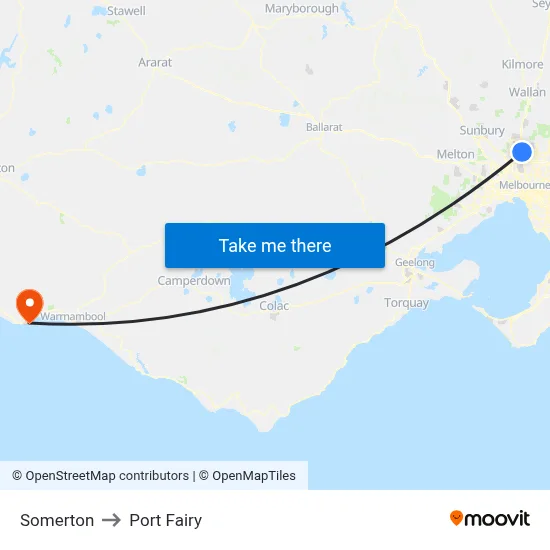Somerton to Port Fairy map