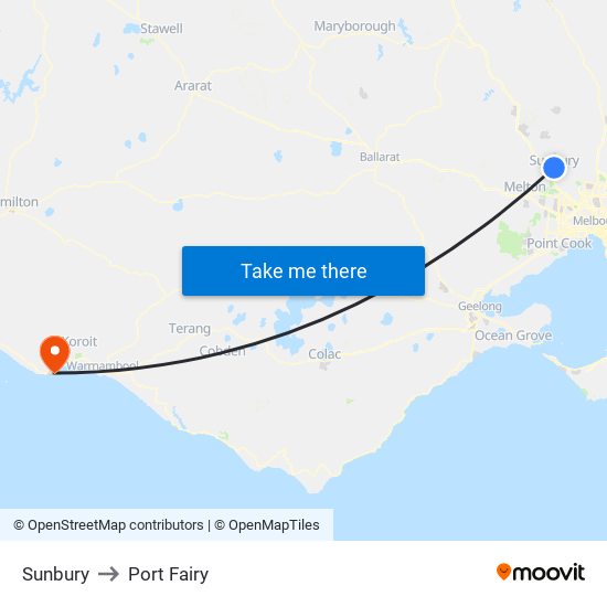 Sunbury to Port Fairy map