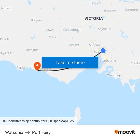 Watsonia to Port Fairy map