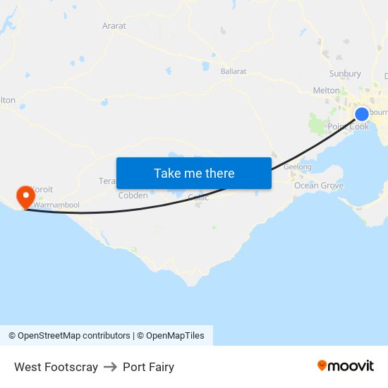 West Footscray to Port Fairy map