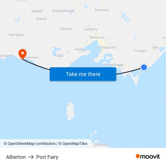 Alberton to Port Fairy map