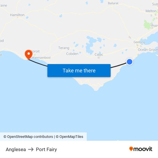 Anglesea to Port Fairy map