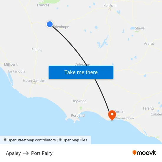 Apsley to Port Fairy map