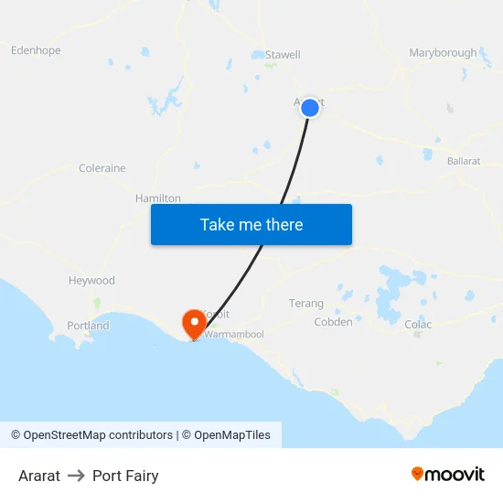 Ararat to Port Fairy map