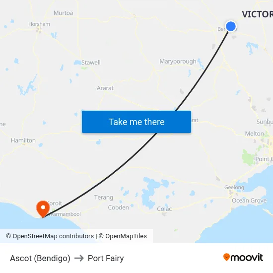Ascot (Bendigo) to Port Fairy map