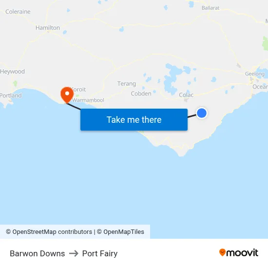 Barwon Downs to Port Fairy map
