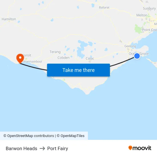 Barwon Heads to Port Fairy map