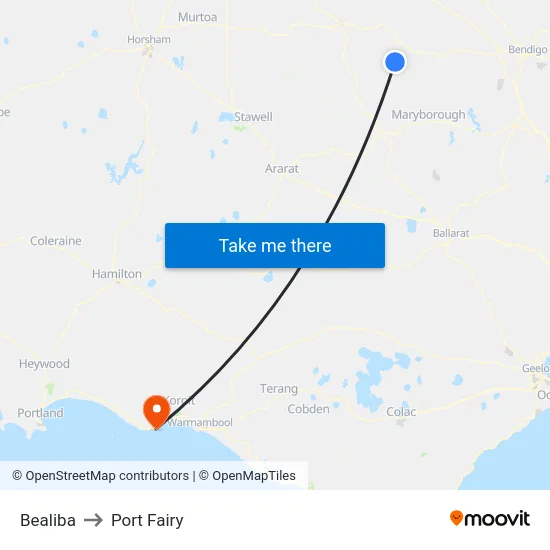 Bealiba to Port Fairy map