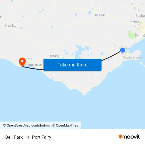 Bell Park to Port Fairy map