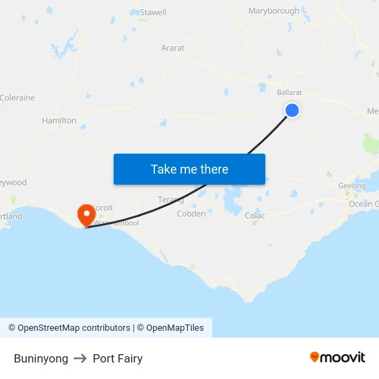 Buninyong to Port Fairy map