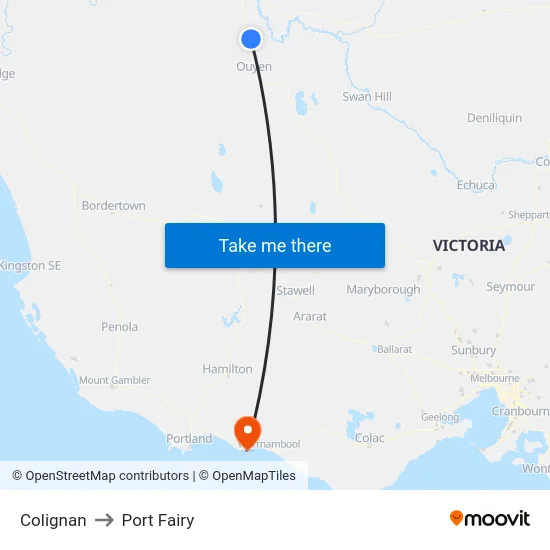 Colignan to Port Fairy map