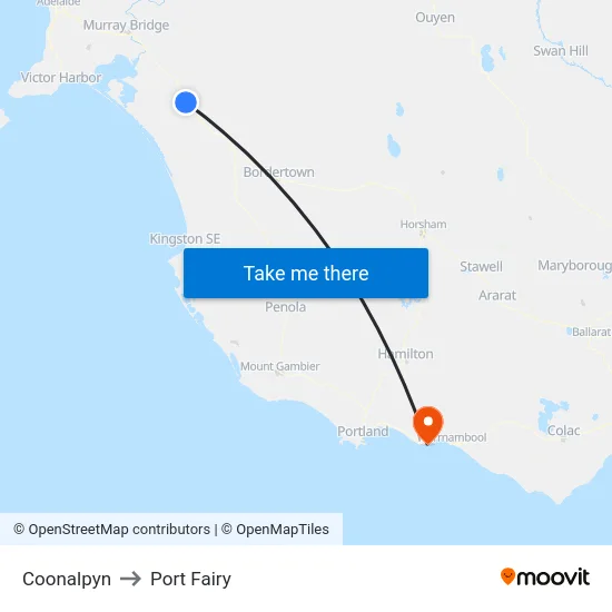 Coonalpyn to Port Fairy map