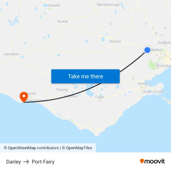 Darley to Port Fairy map