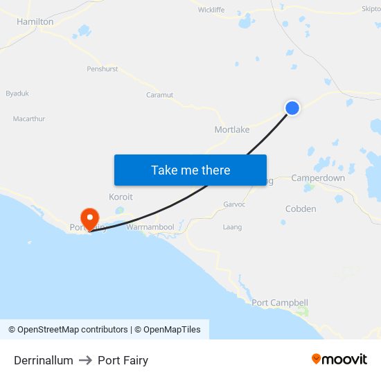 Derrinallum to Port Fairy map