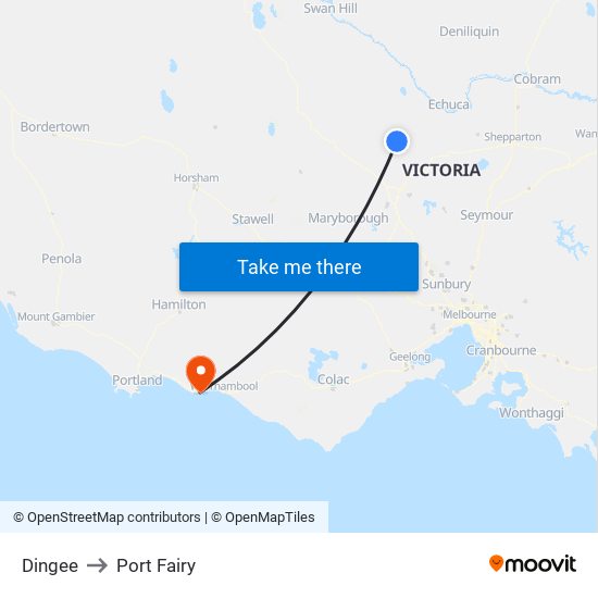 Dingee to Port Fairy map