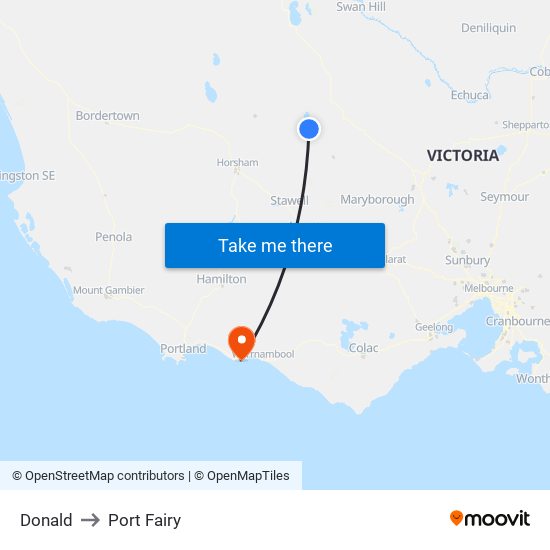 Donald to Port Fairy map