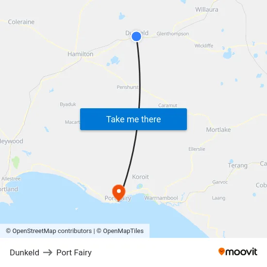 Dunkeld to Port Fairy map