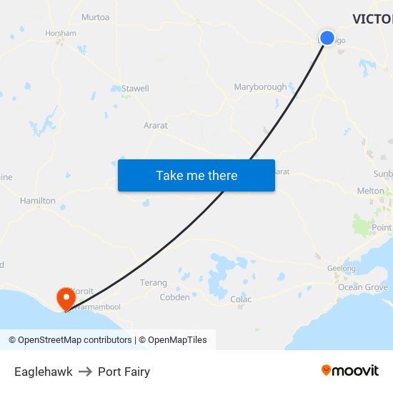 Eaglehawk to Port Fairy map