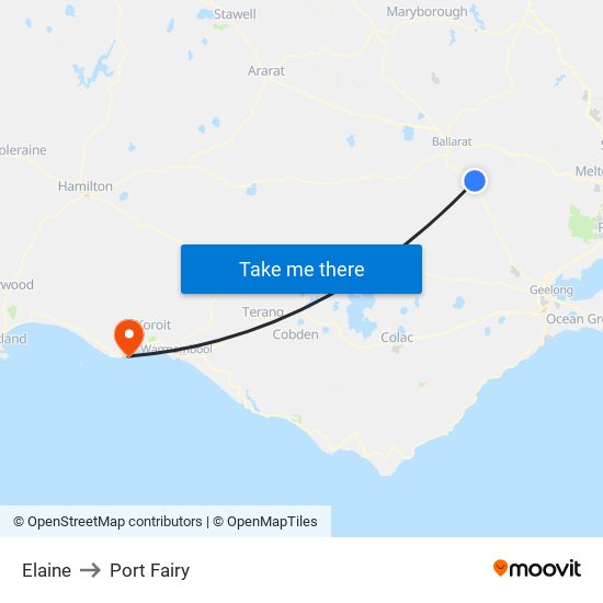 Elaine to Port Fairy map