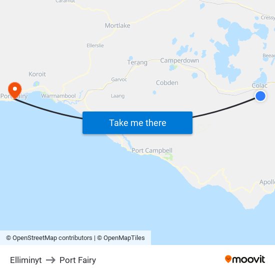 Elliminyt to Port Fairy map