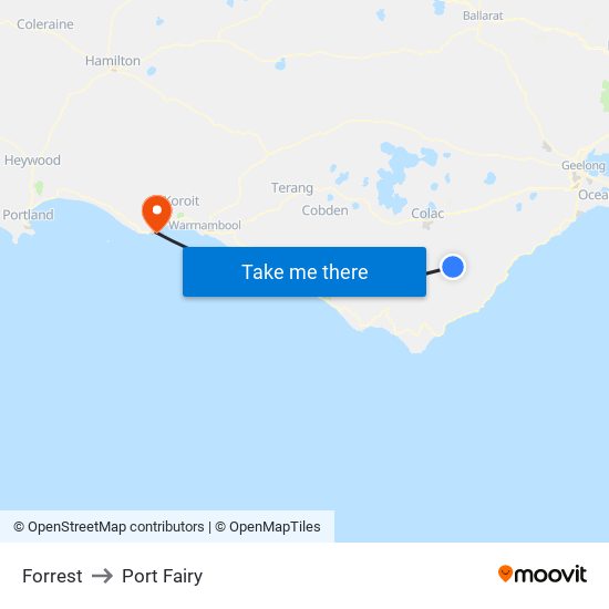 Forrest to Port Fairy map